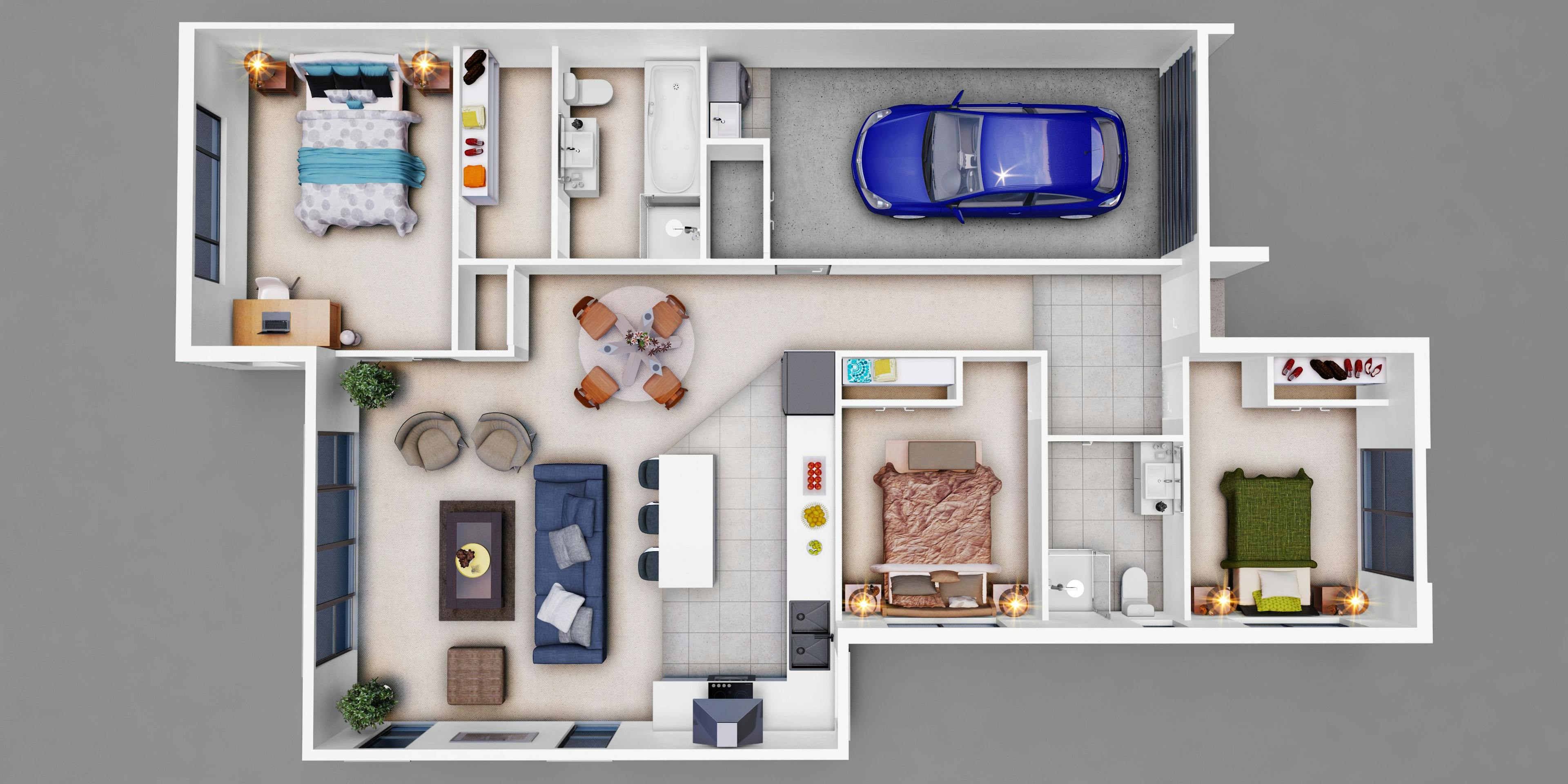 Lots 44 45 PR Duplex Unit B 3D Floor Plan