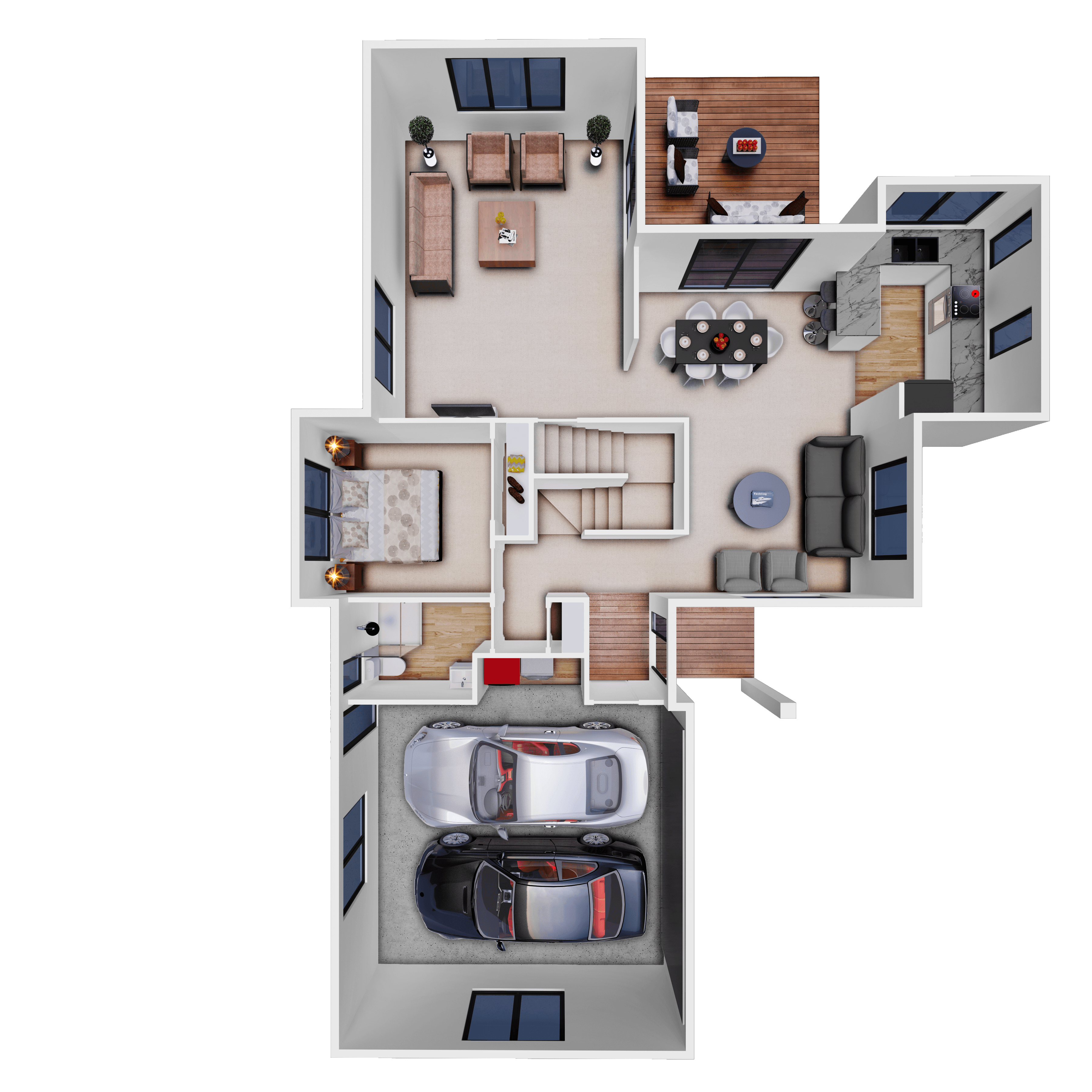 NZ 202 Punakaiki 3D Floor Plan Ground