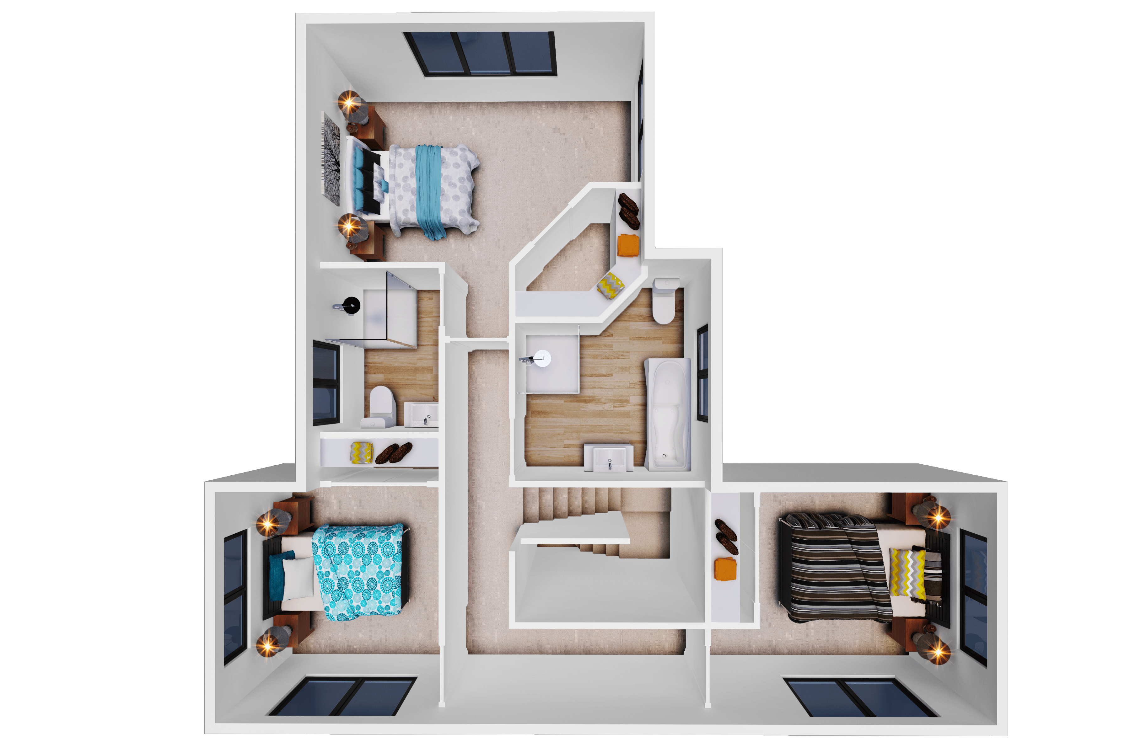 NZ 202 Punakaiki 3D Floor Plan Upper
